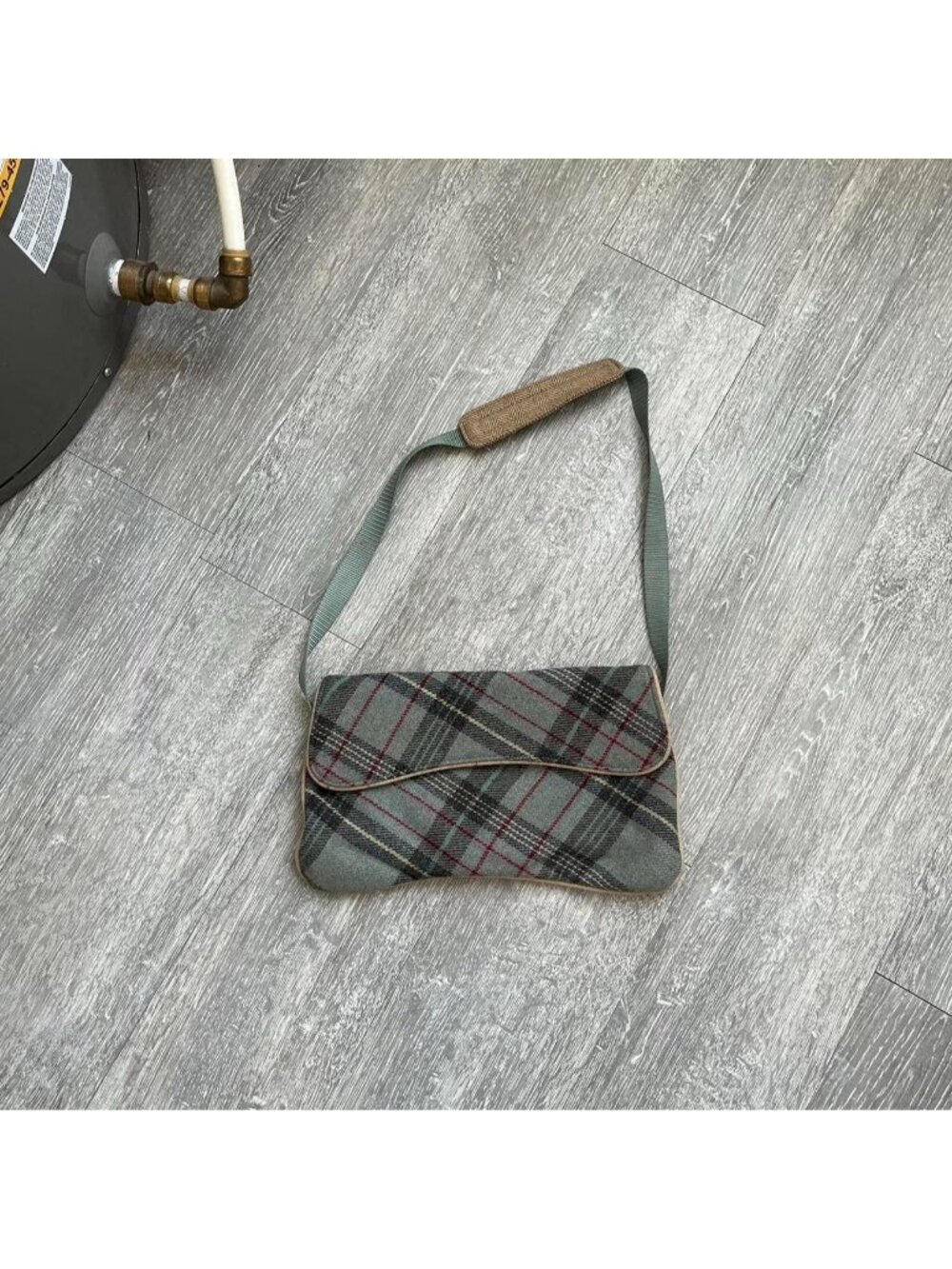 Blue / White / Multicoloured Vintage GAP Wool Blend Plaid Shoulder Bag / Purse